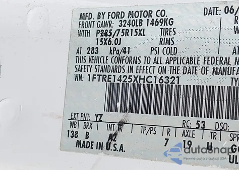 1999 Ford E-150 Commercial/Recreational from USA, damaged, VIN 1FTRE1425XHC16321